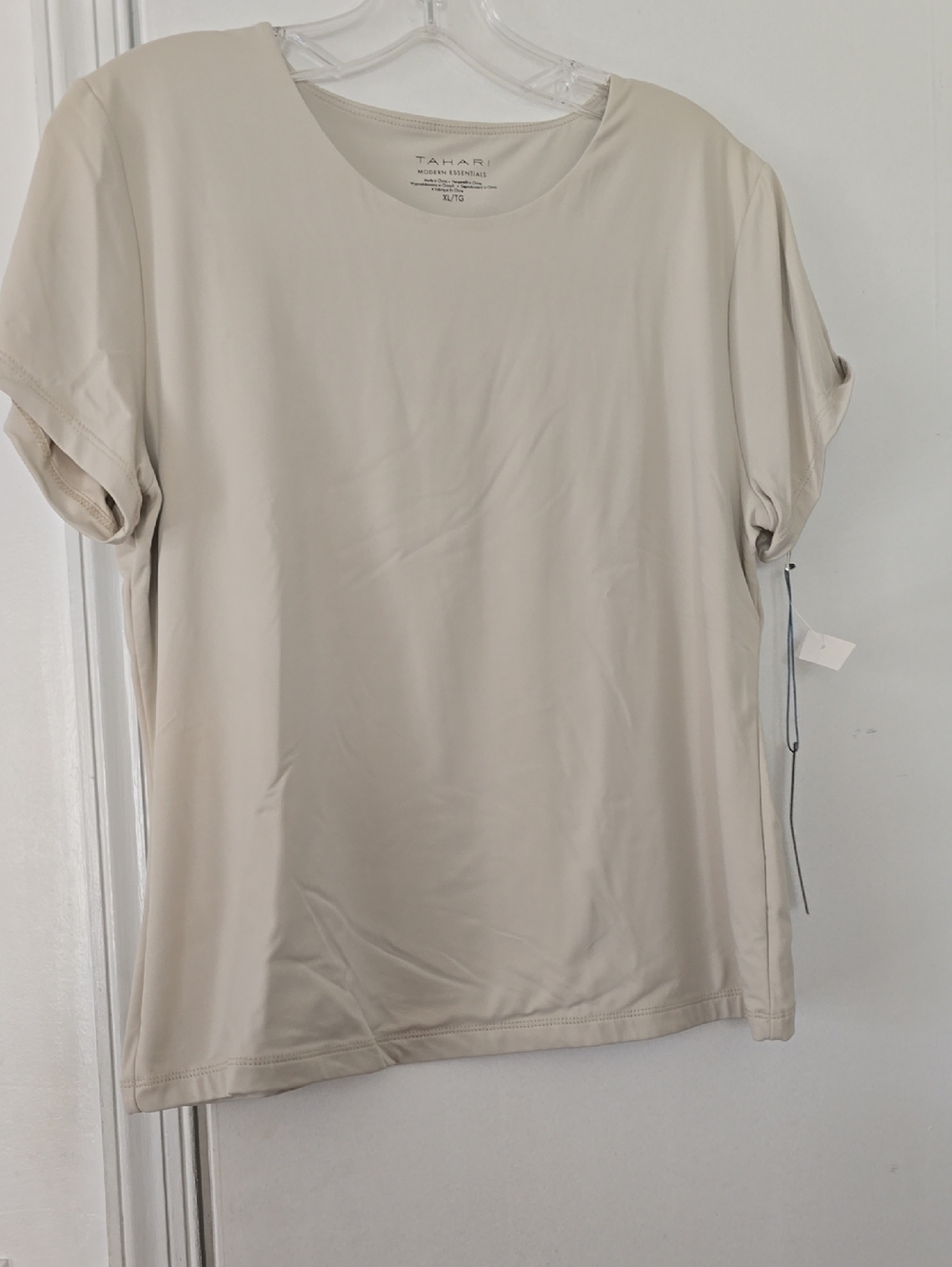 Tahari Women’s Short Sleeve Crew Neck Shirt in Cream